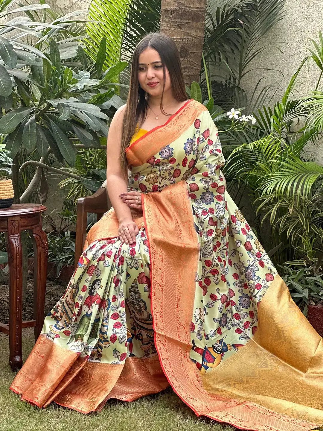 Soft Silk Kalamkari Digital Print Saree
