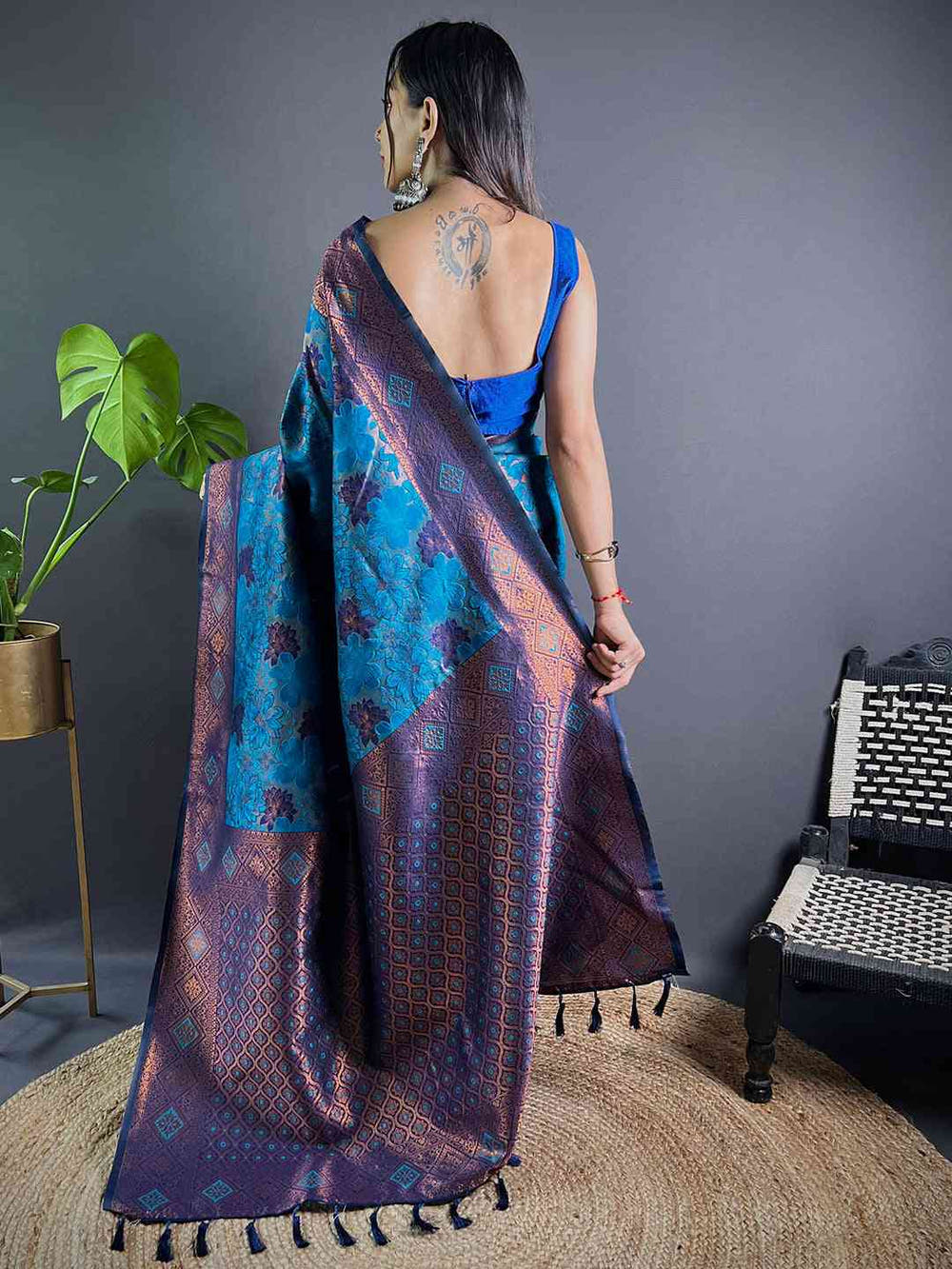 Royal Blue Soft Silk Butta Weaving Saree