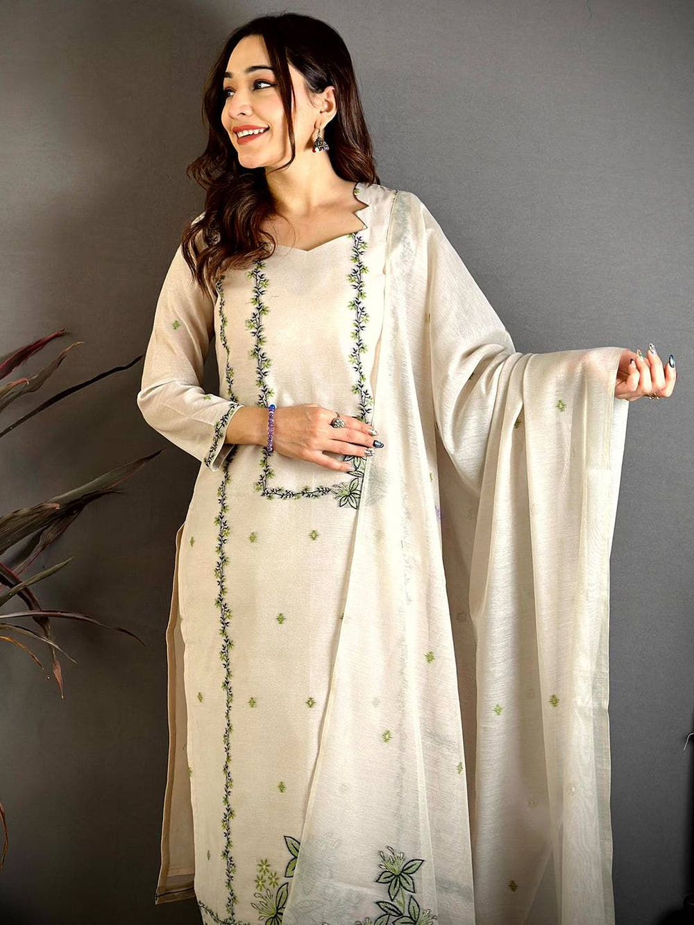 Ivory  Floral  Heritage  Dress