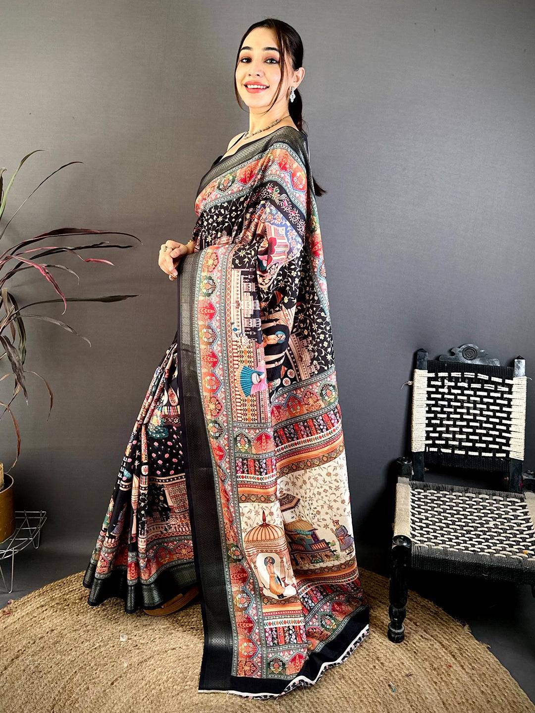 Royal Pashmina Print Tussar Ghicha Saree