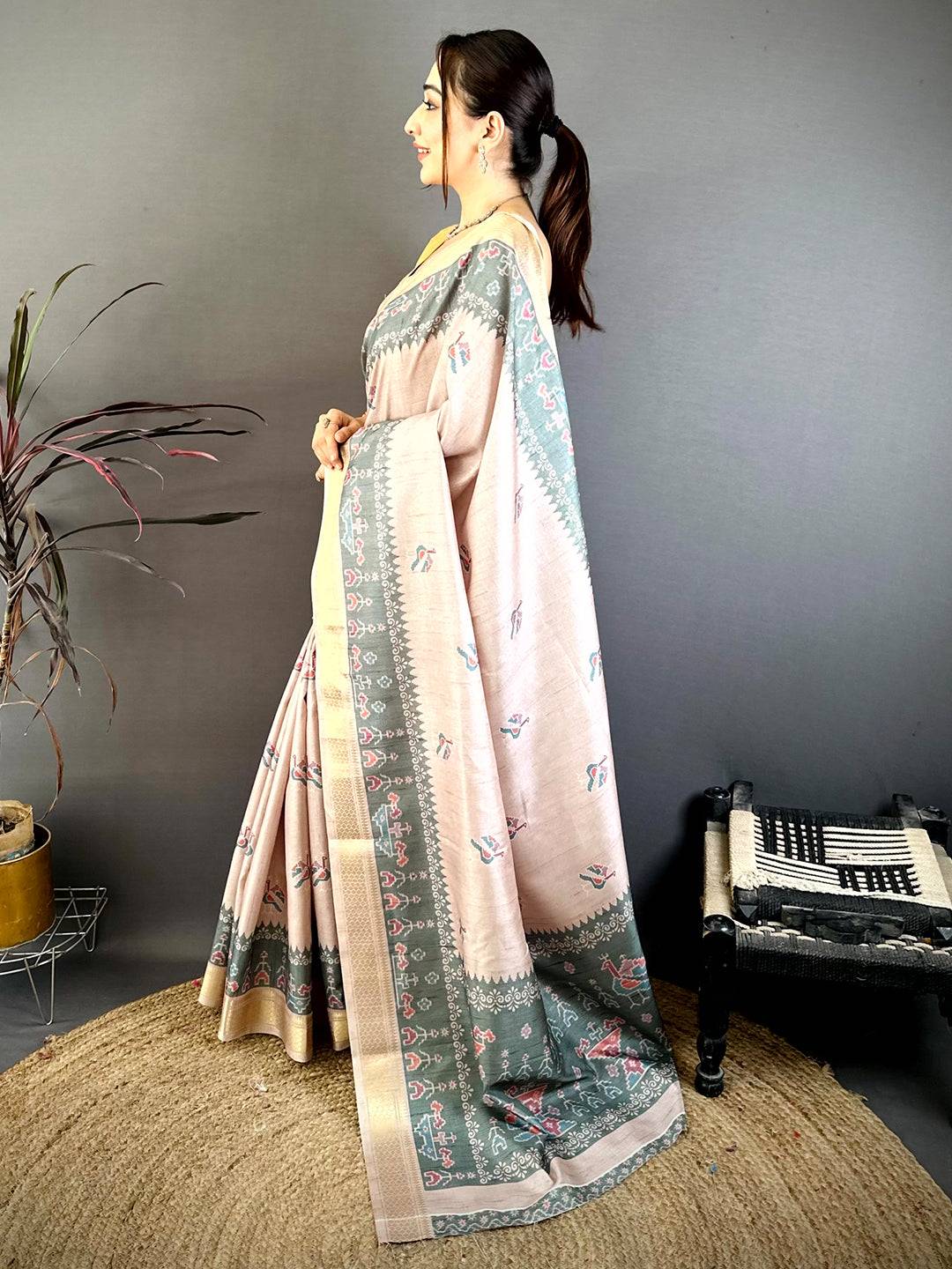 Royal Patola Print Tussar Ghicha Saree