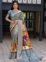 Pure Viscose Dola Silk Saree With Zari Weaving Pallu In Light Blue Colour - Luxe
