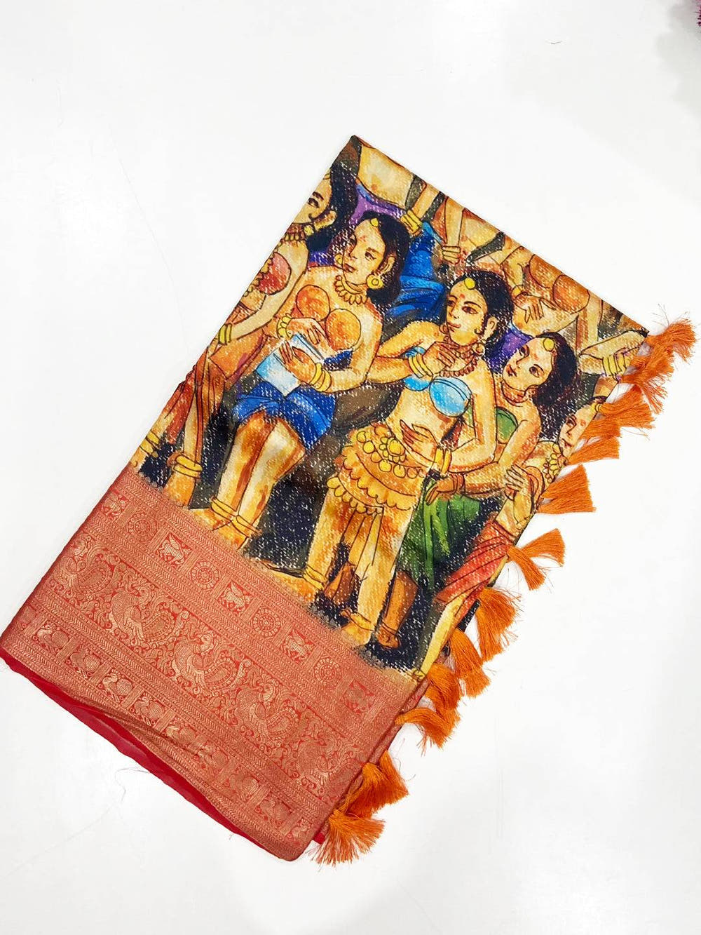 Kerala Mural Art Kalamkari Banarasi Saree