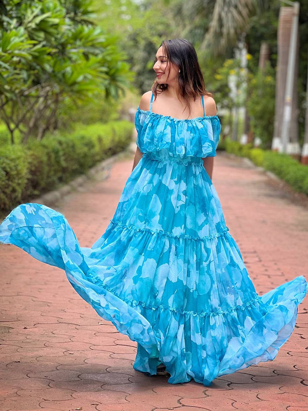 Sky Mist Floral Maxi Dress