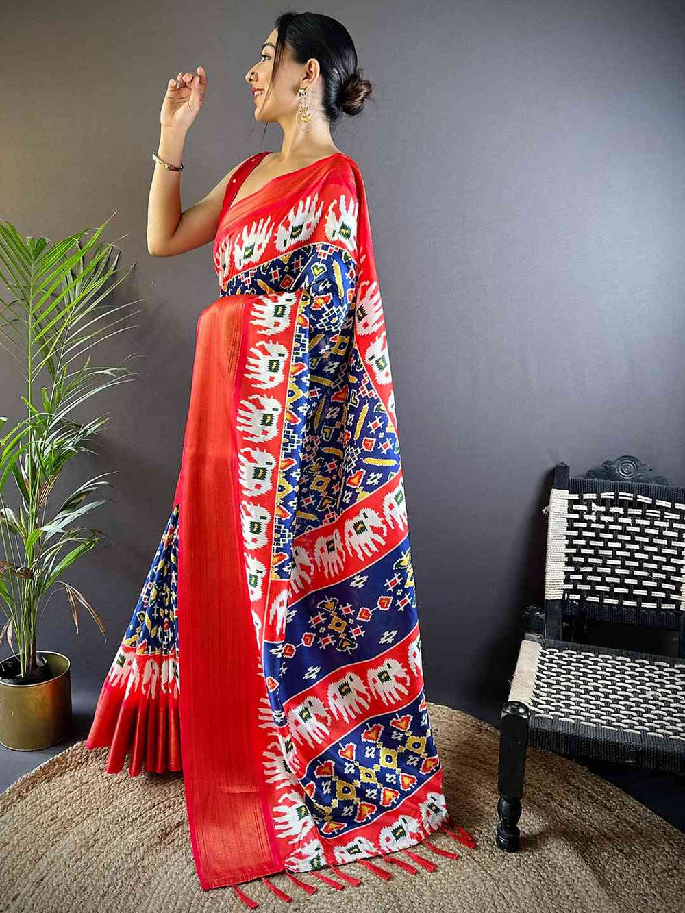 Blue Soft Silk Patola Radiance Saree