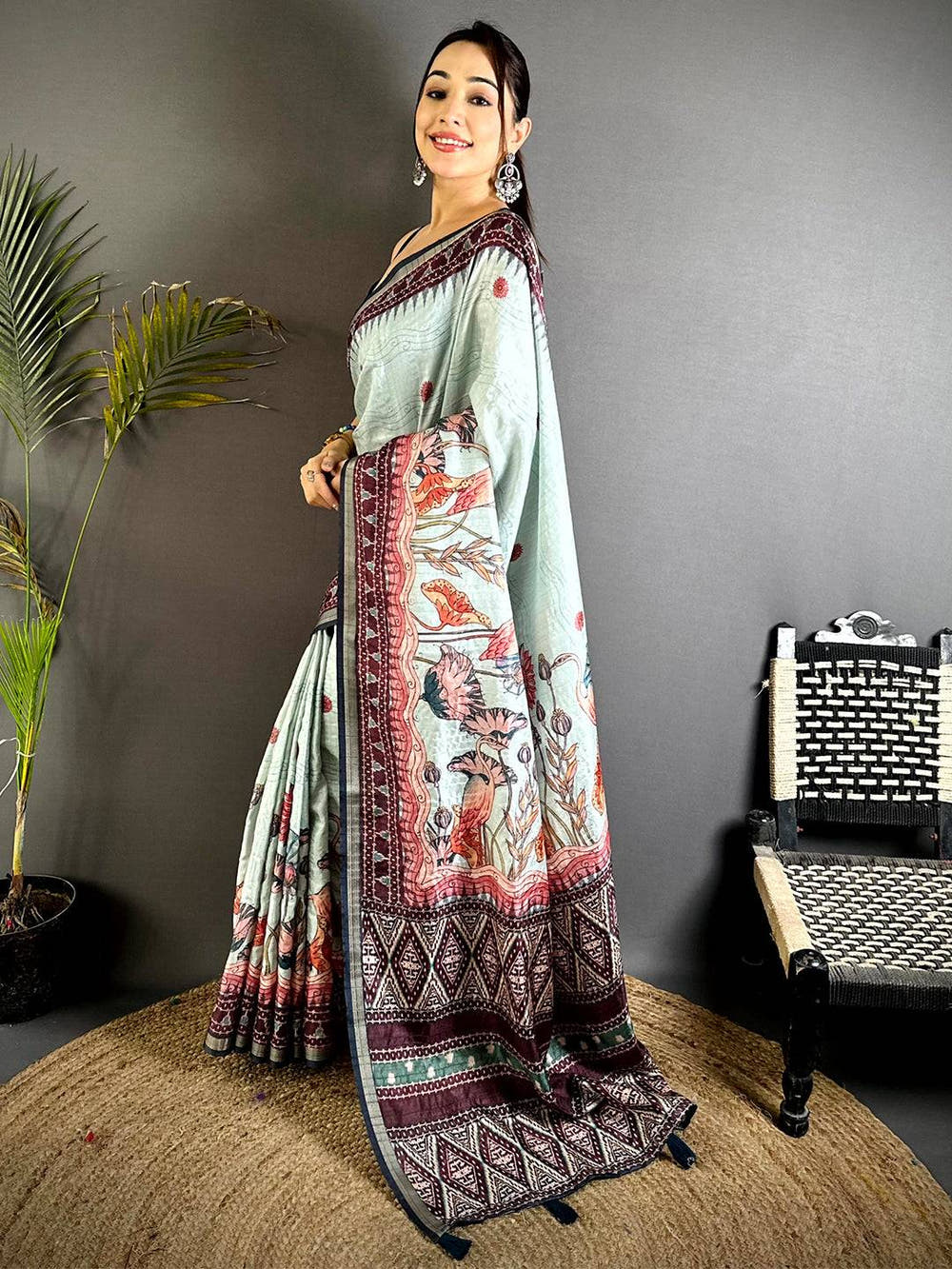 Royal Slub Ghicha  Ikkat Saree