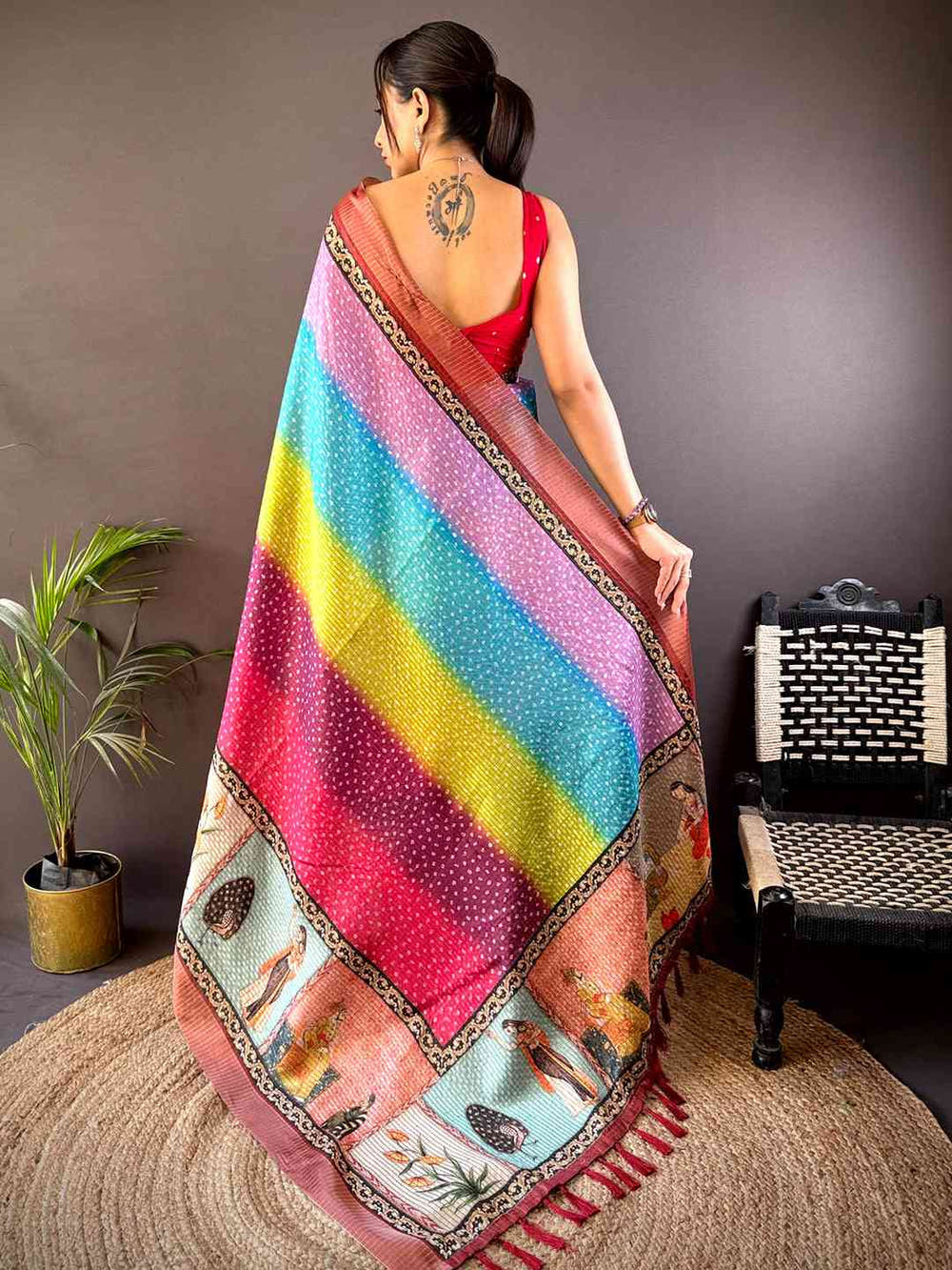 Radiance Silk Blend Bandhani Print Saree