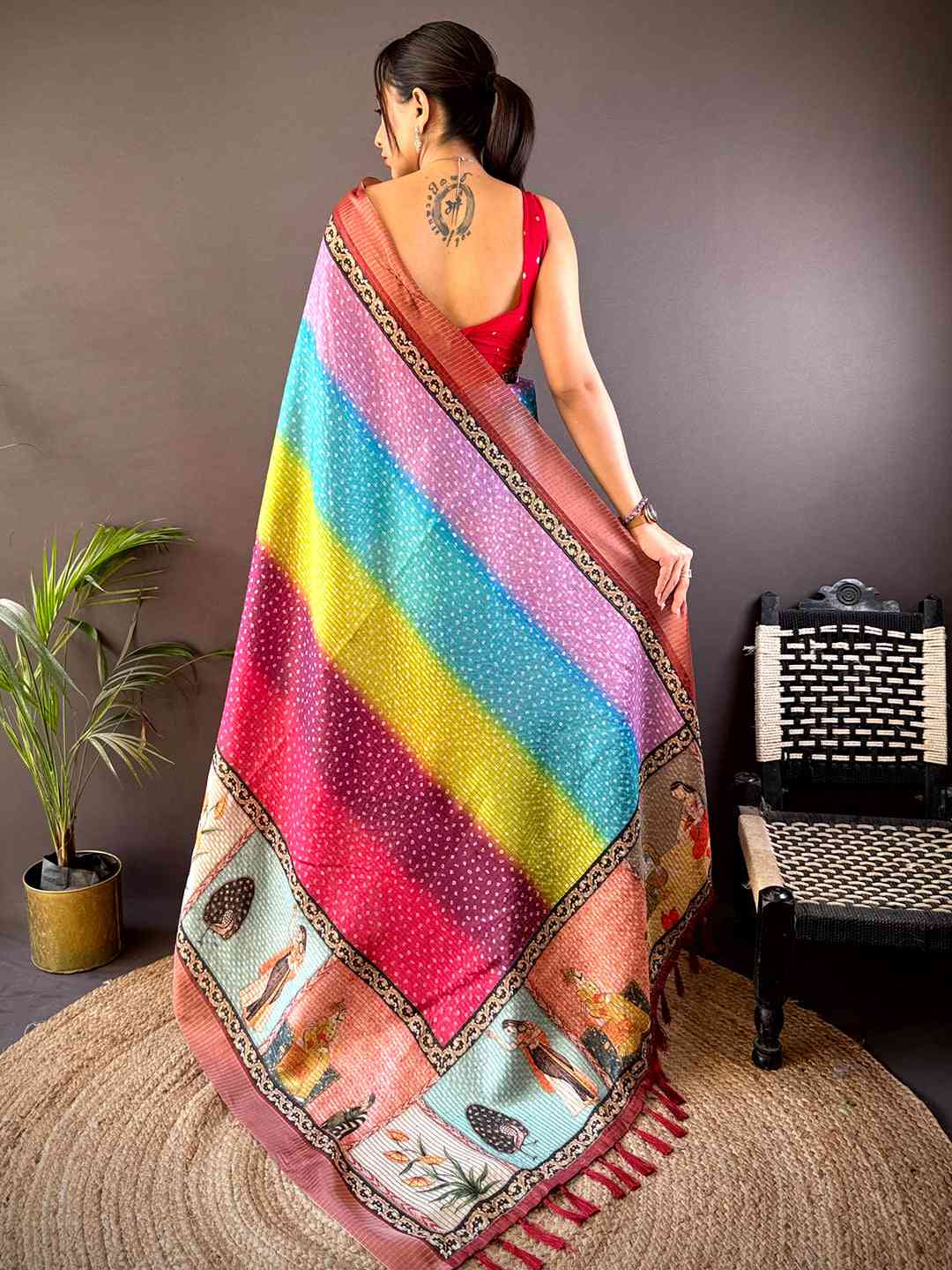 Radiance Silk Blend Bandhani Print Saree