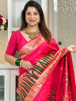 Pink Colour Paithani Silk Saree With Tassel