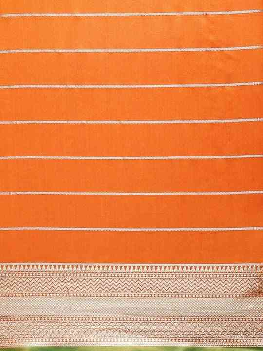 Banarasi Striped Orange Colour Silk Blend Saree