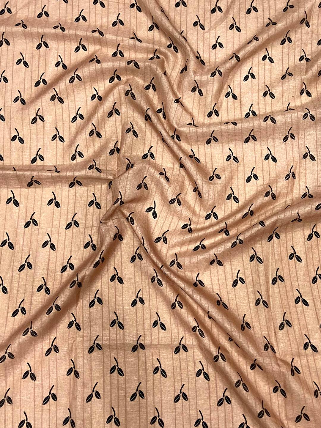 Peach Ghicha Leaf Print Saree