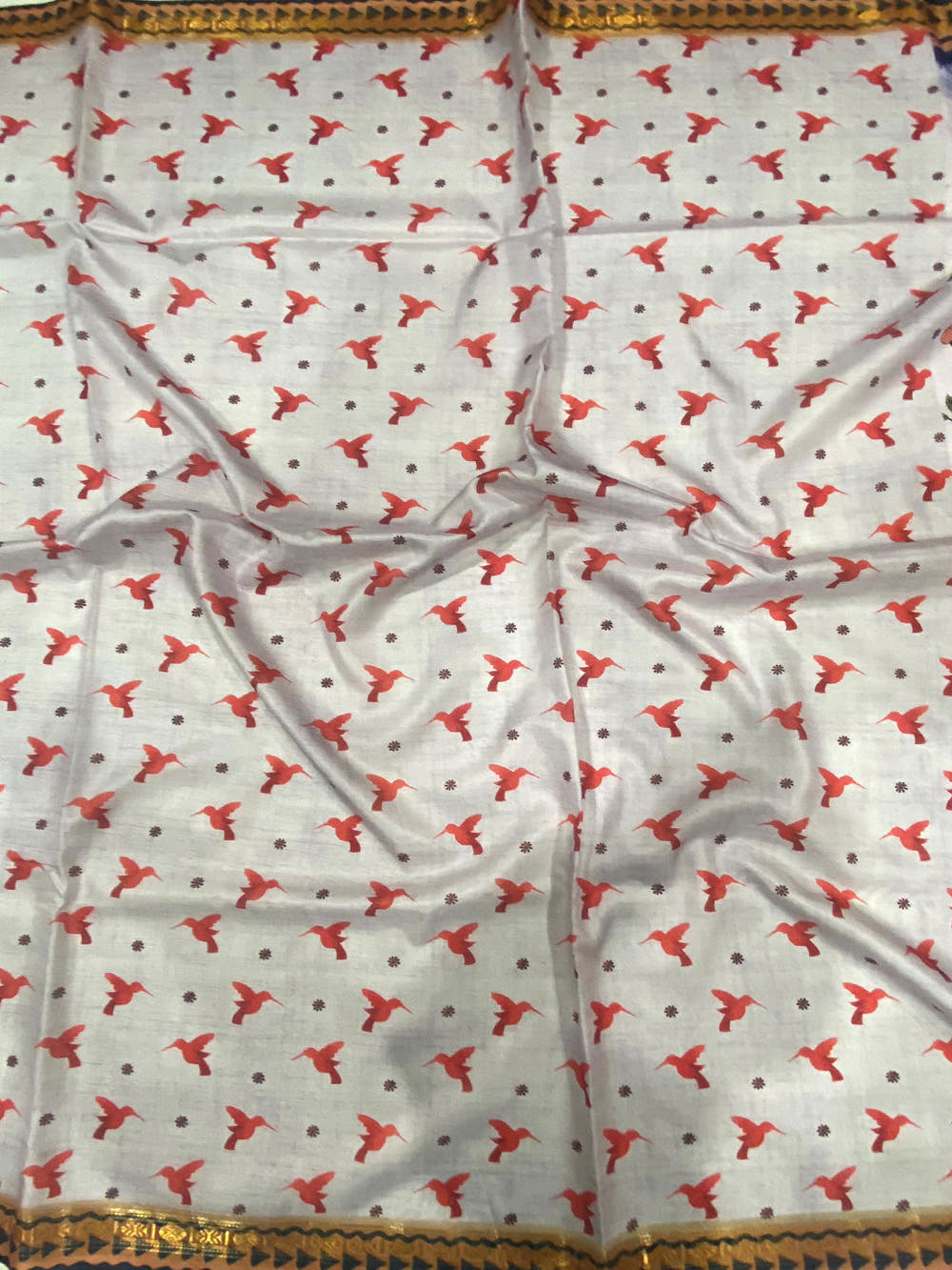 Off White Soft Silk Floral Saree