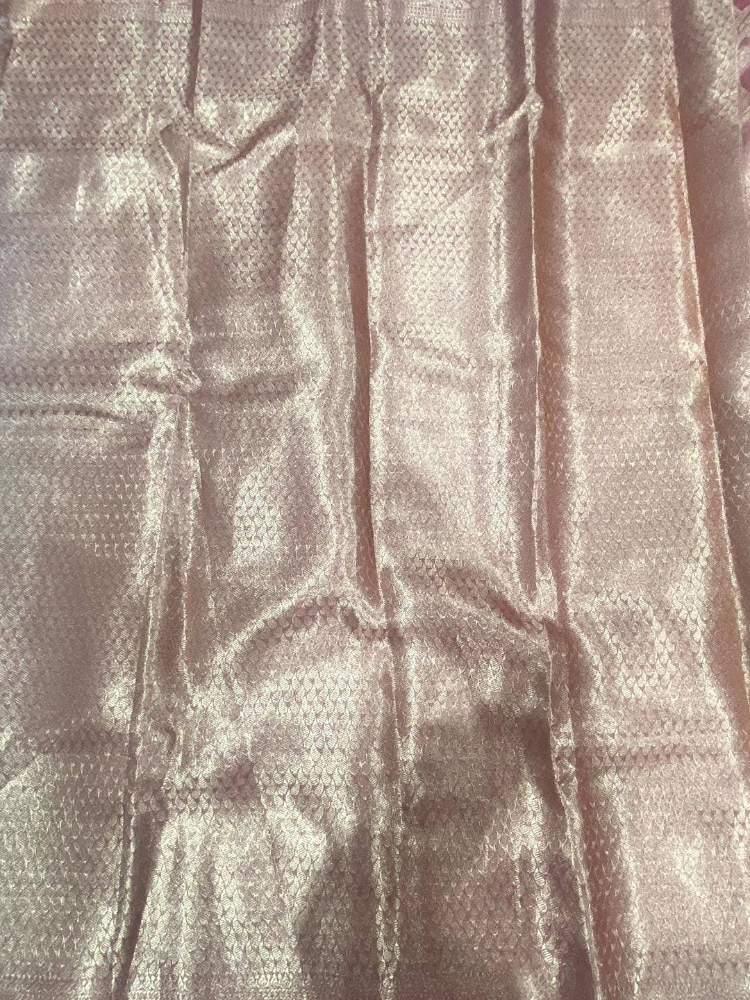Pink Tissue Jarokha Zari Weaving Saree