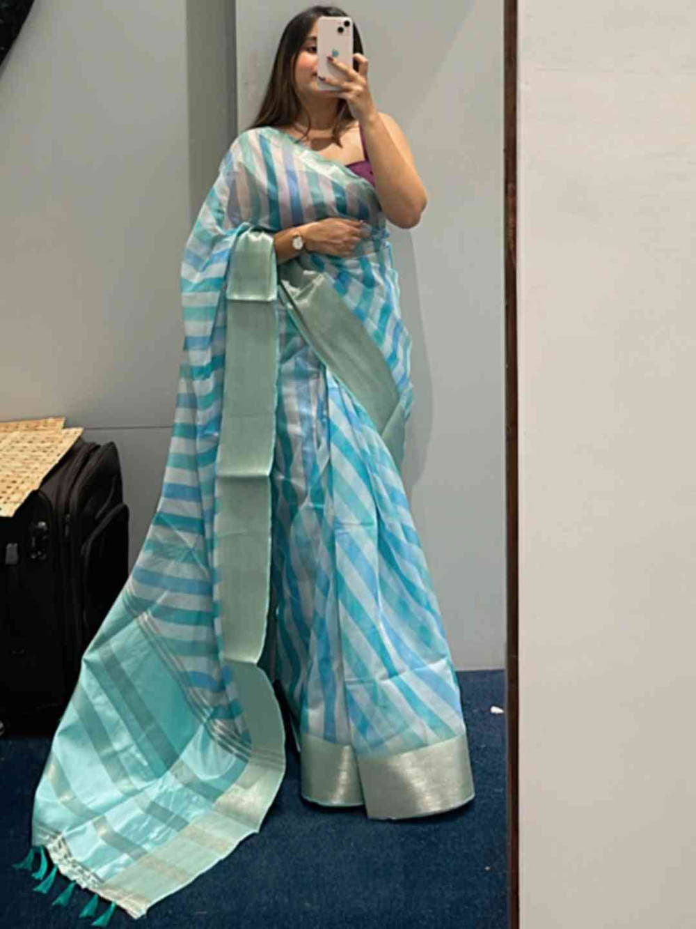 Soft Organza Leheriya Digital Print Party Wear Saree