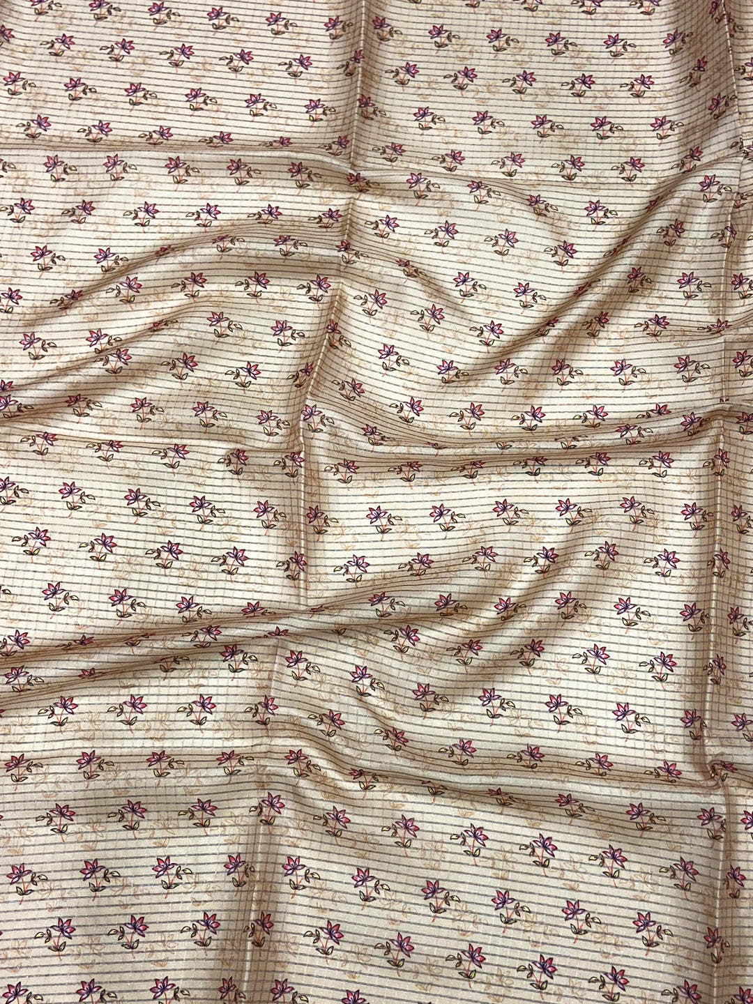 Beige Soft Silk Floral Digital Saree