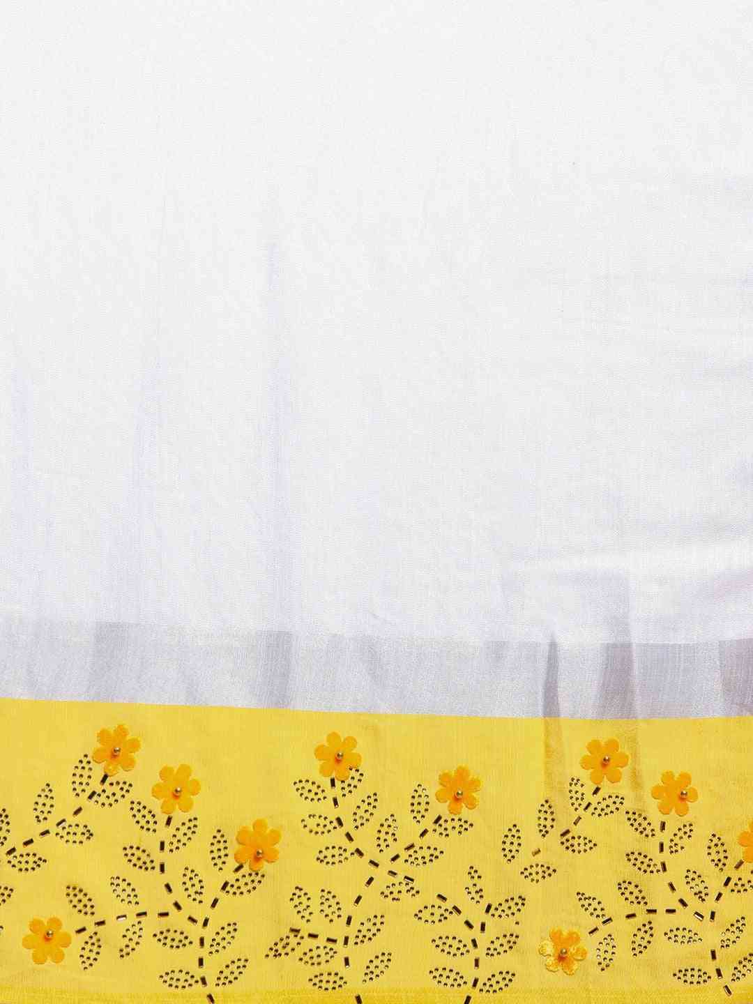 Light Yellow Colour Linen Saree with Solid Border