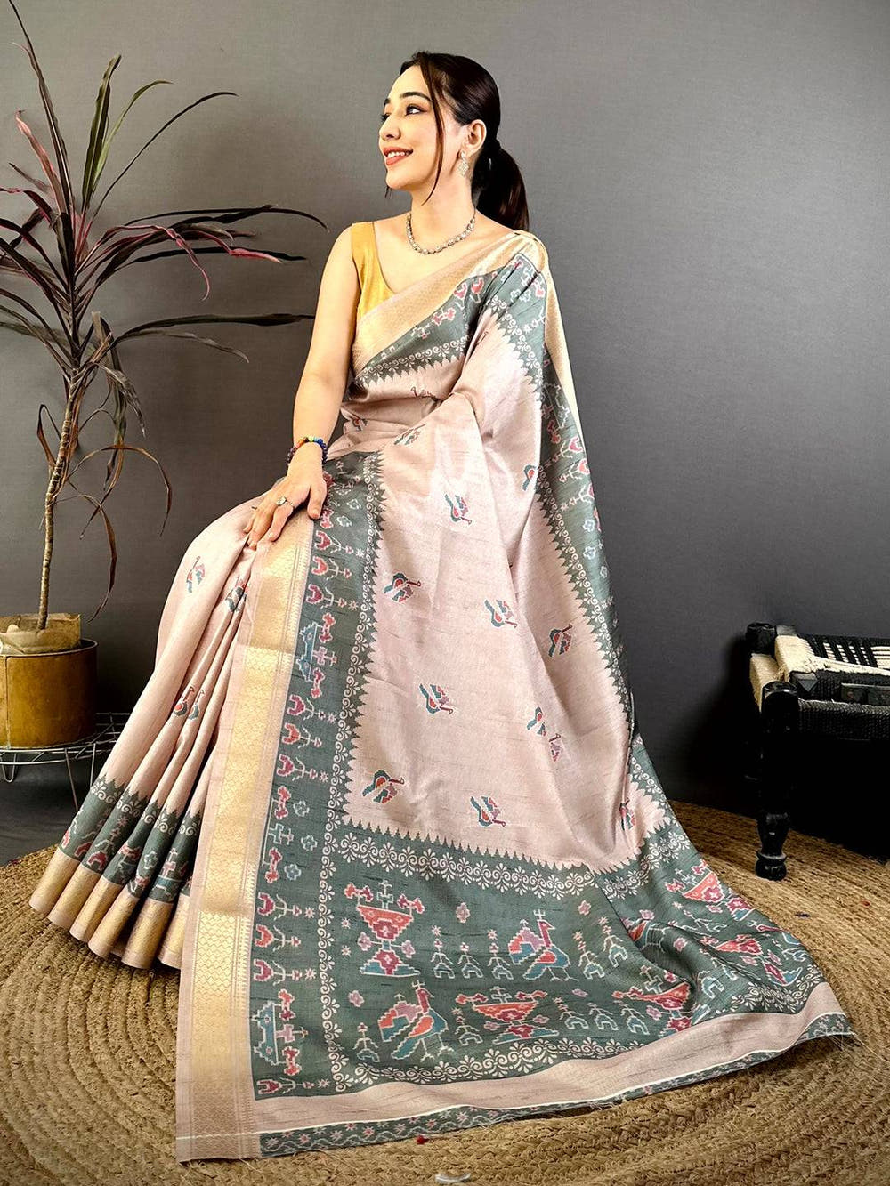 Royal Patola Print Tussar Ghicha Saree