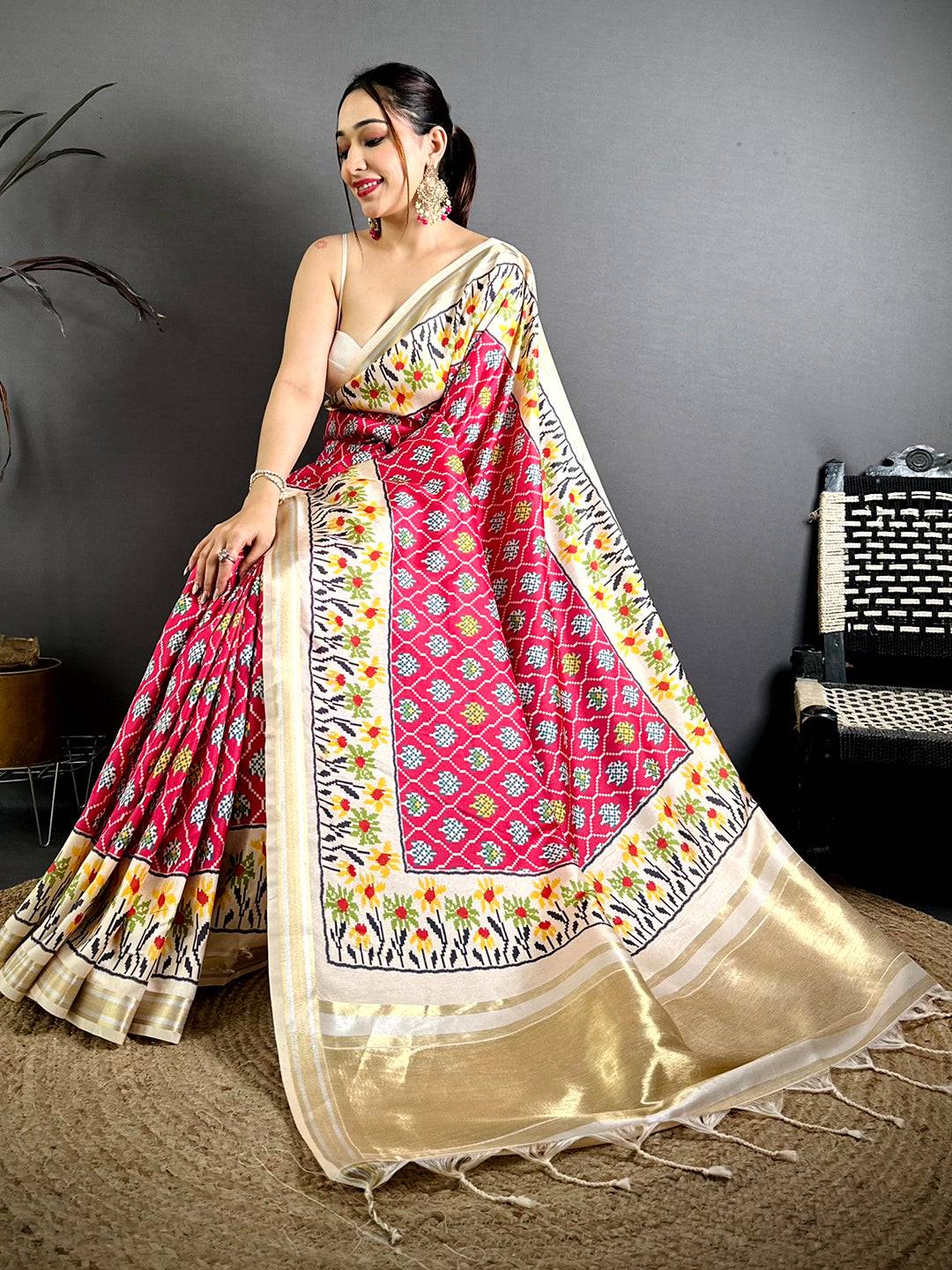 Radiance Digital Ikkat Kanchi Silk Saree