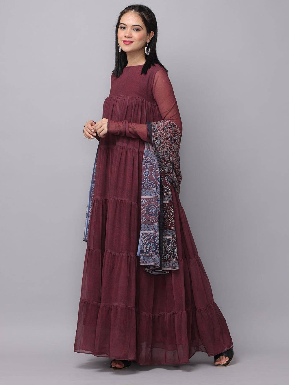 Mulberry Round Neck Long Dress