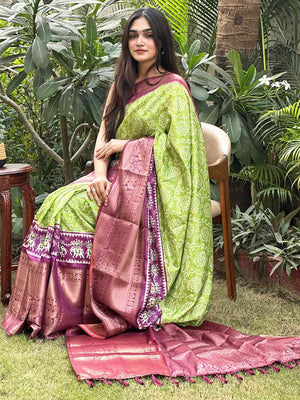 Soft Silk Bandhej Digital Printed Saree