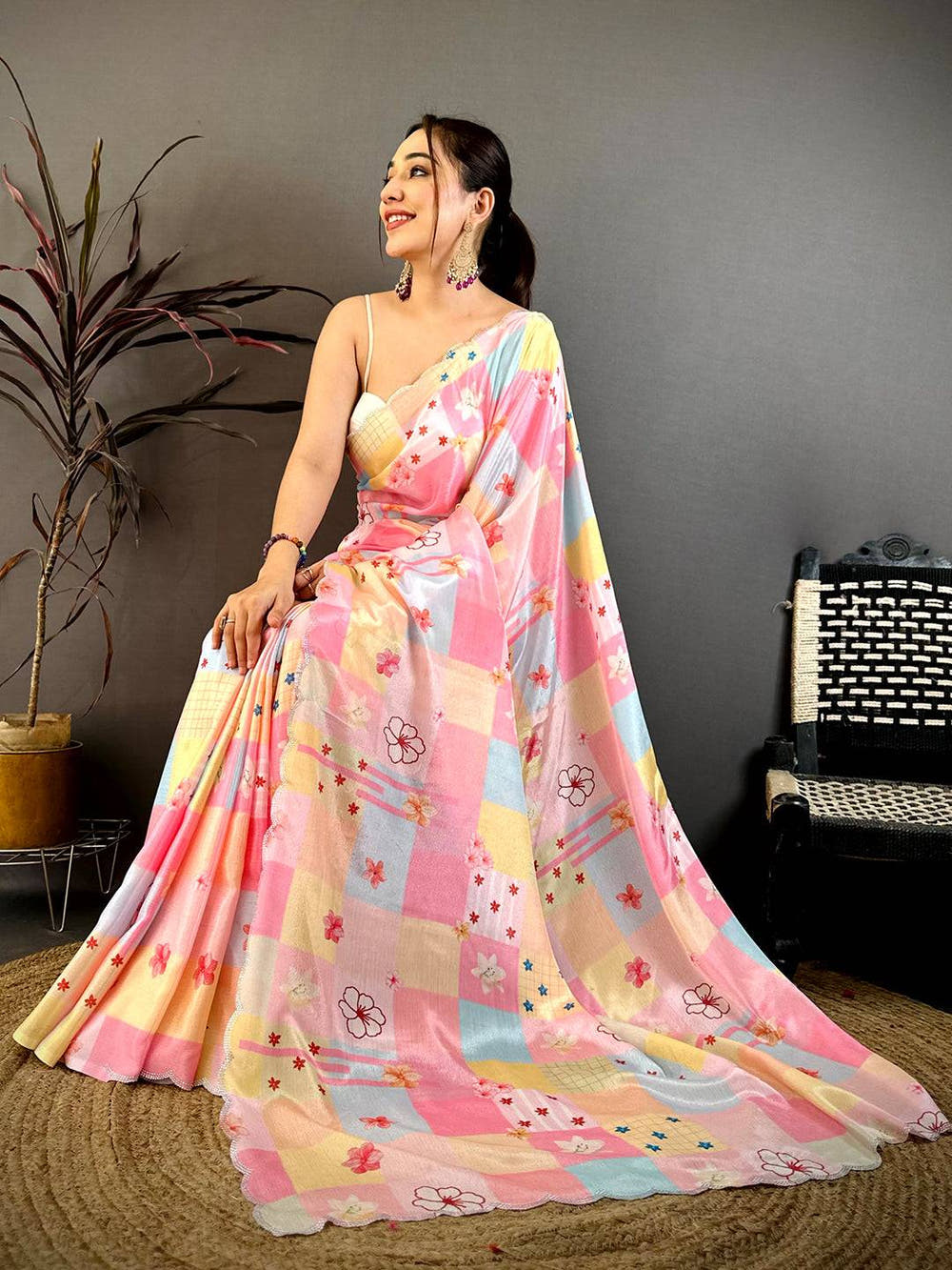 Crystal Soft Chiffon Stone Work Saree