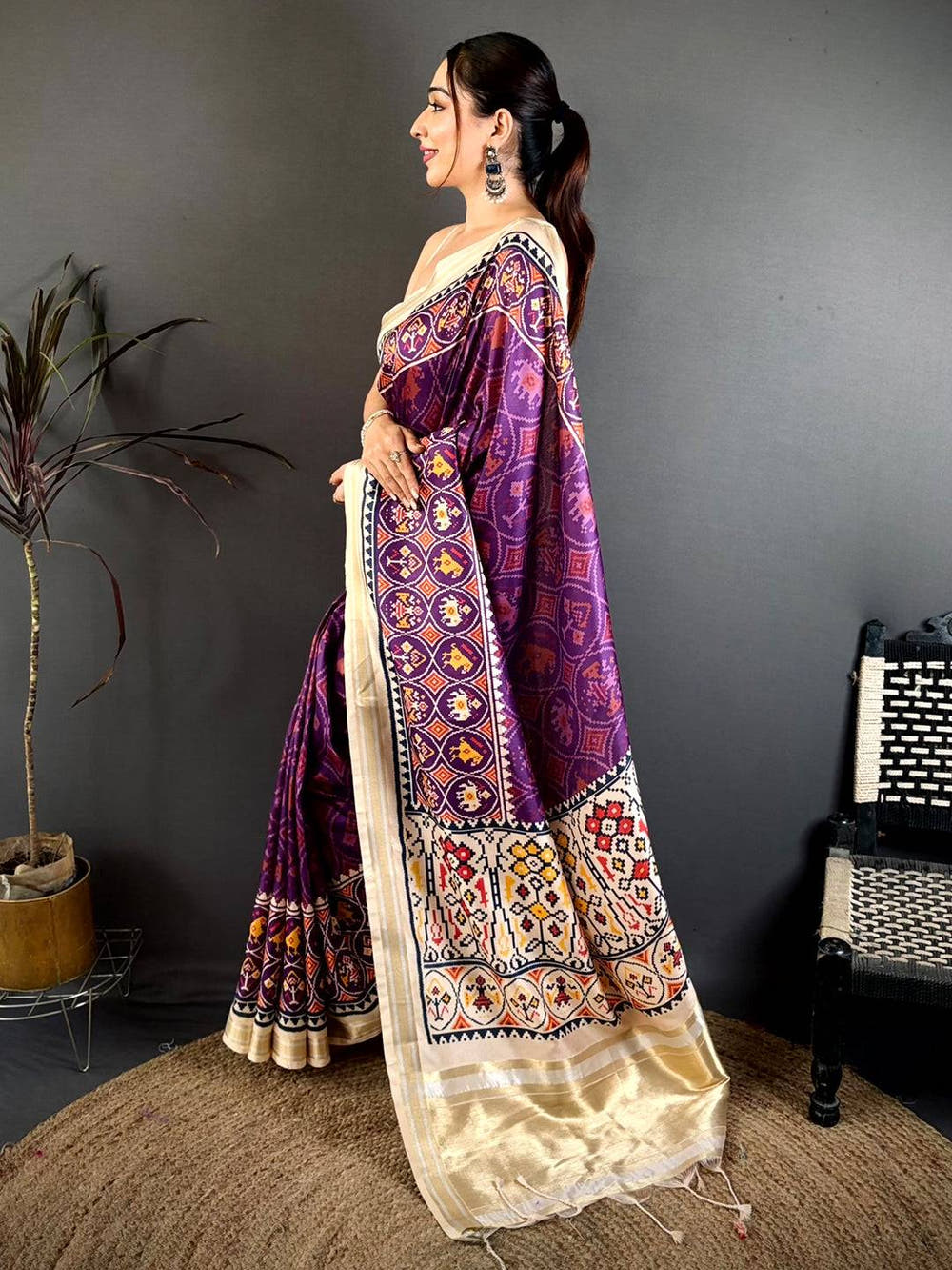 Royal Purple Patola Kanchi Silk Saree