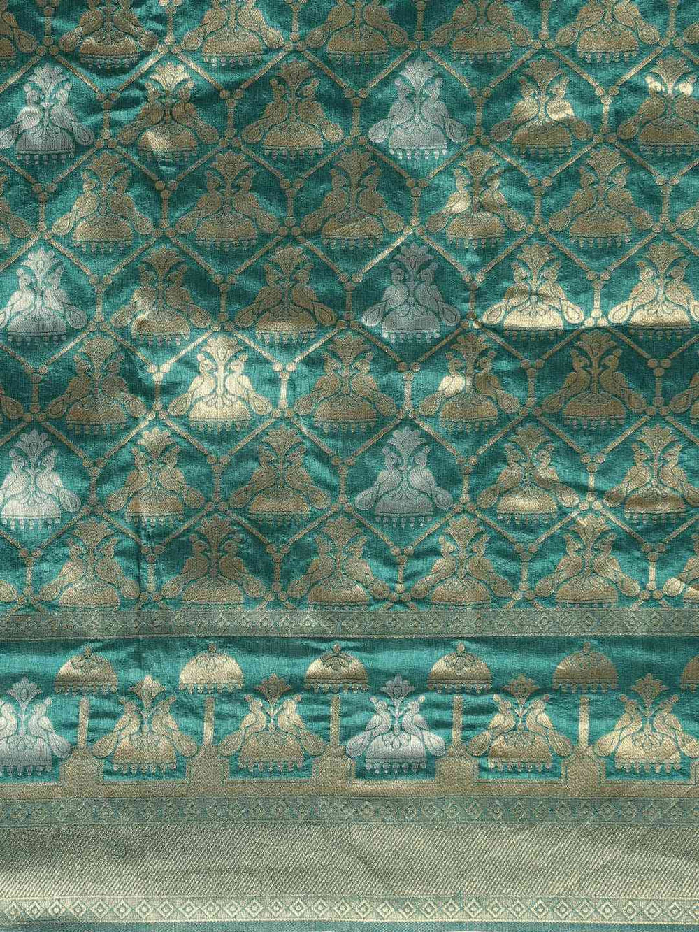 Beautiful Banarasi Greeen Colour Woven Design Saree