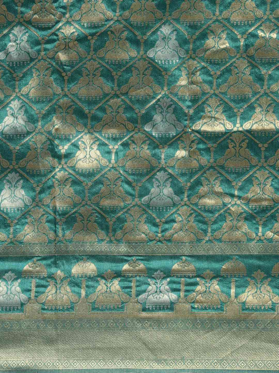 Beautiful Banarasi Greeen Colour Woven Design Saree