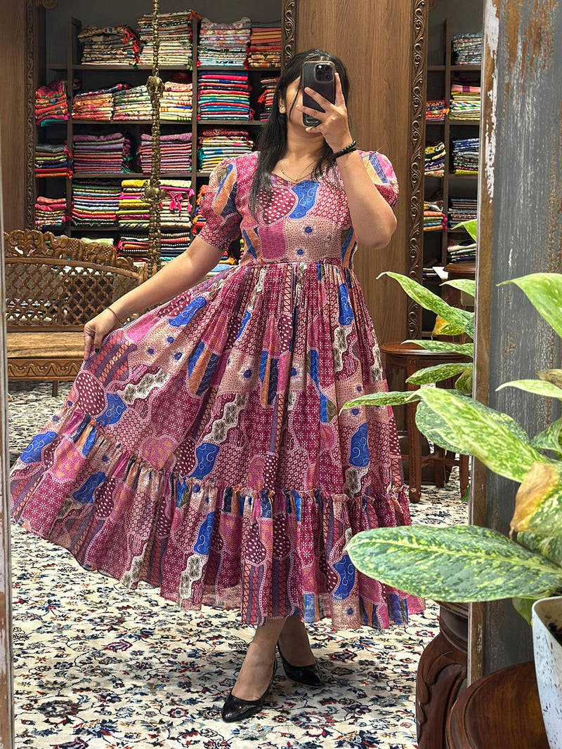 Desert Rose Patchwork Print Midi