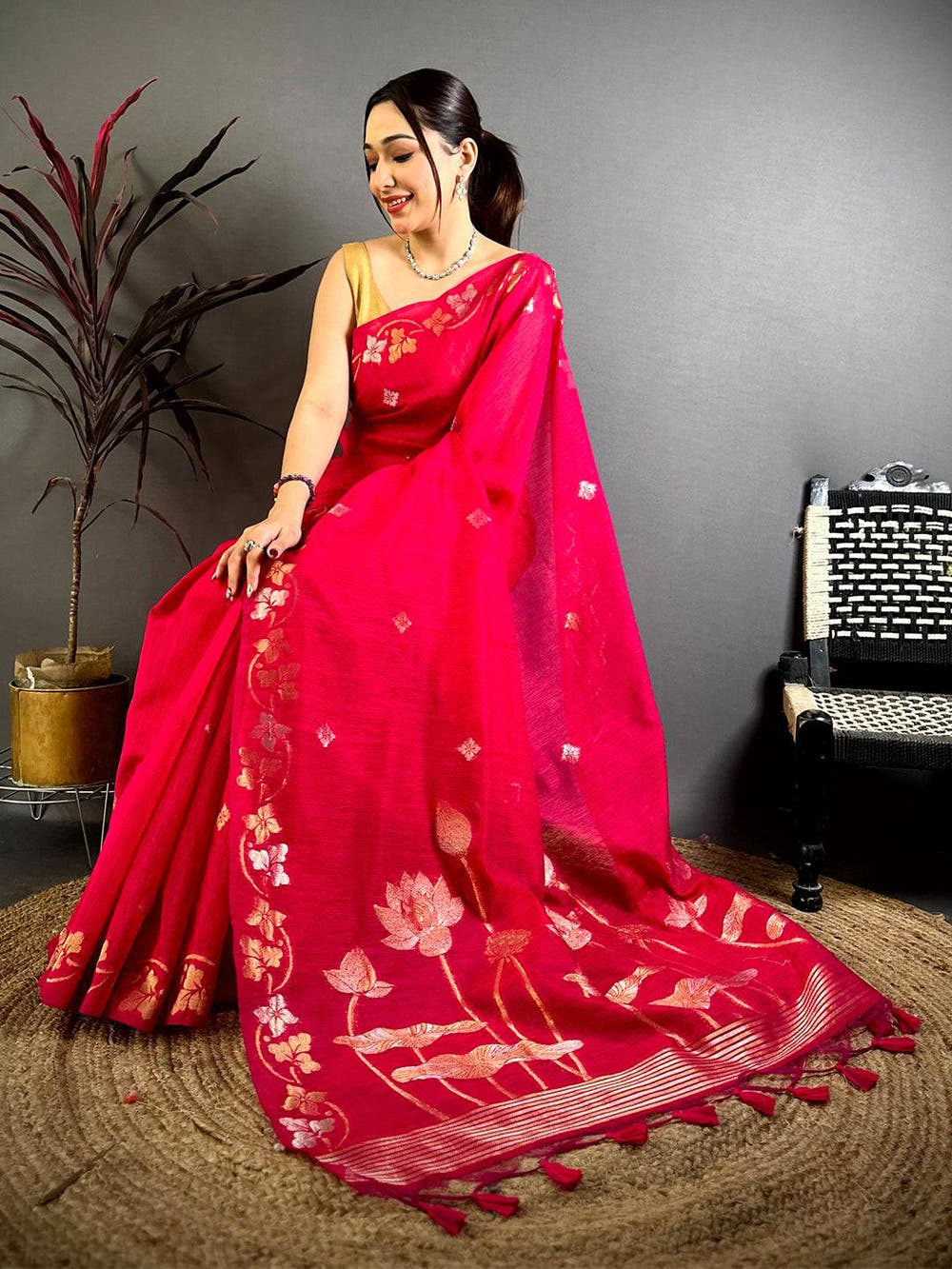 Rani Sona  Chandi  Munga  Saree