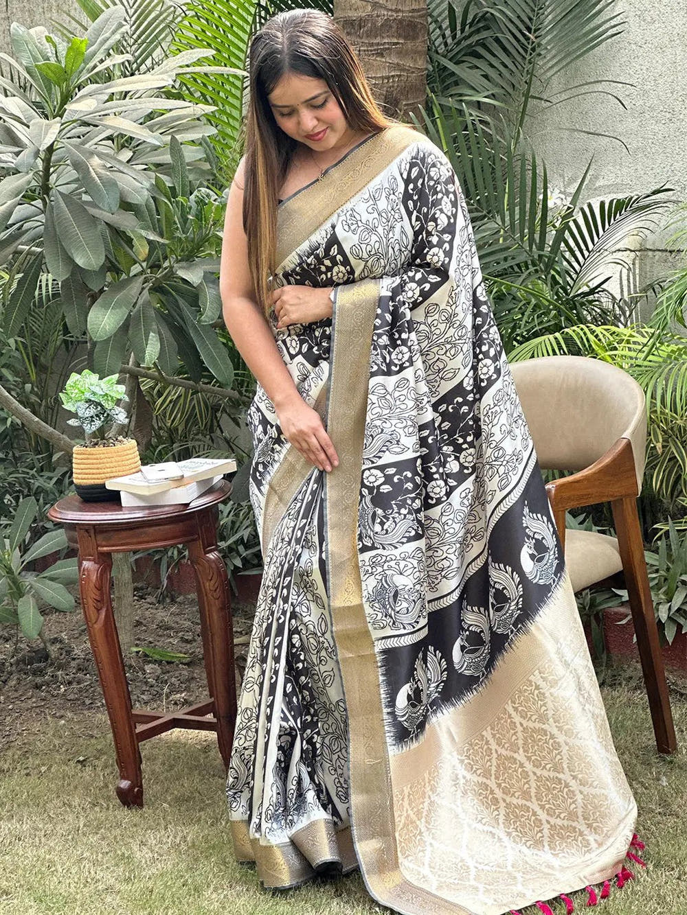 Stunning Kalamkari and Block Print Work Saree