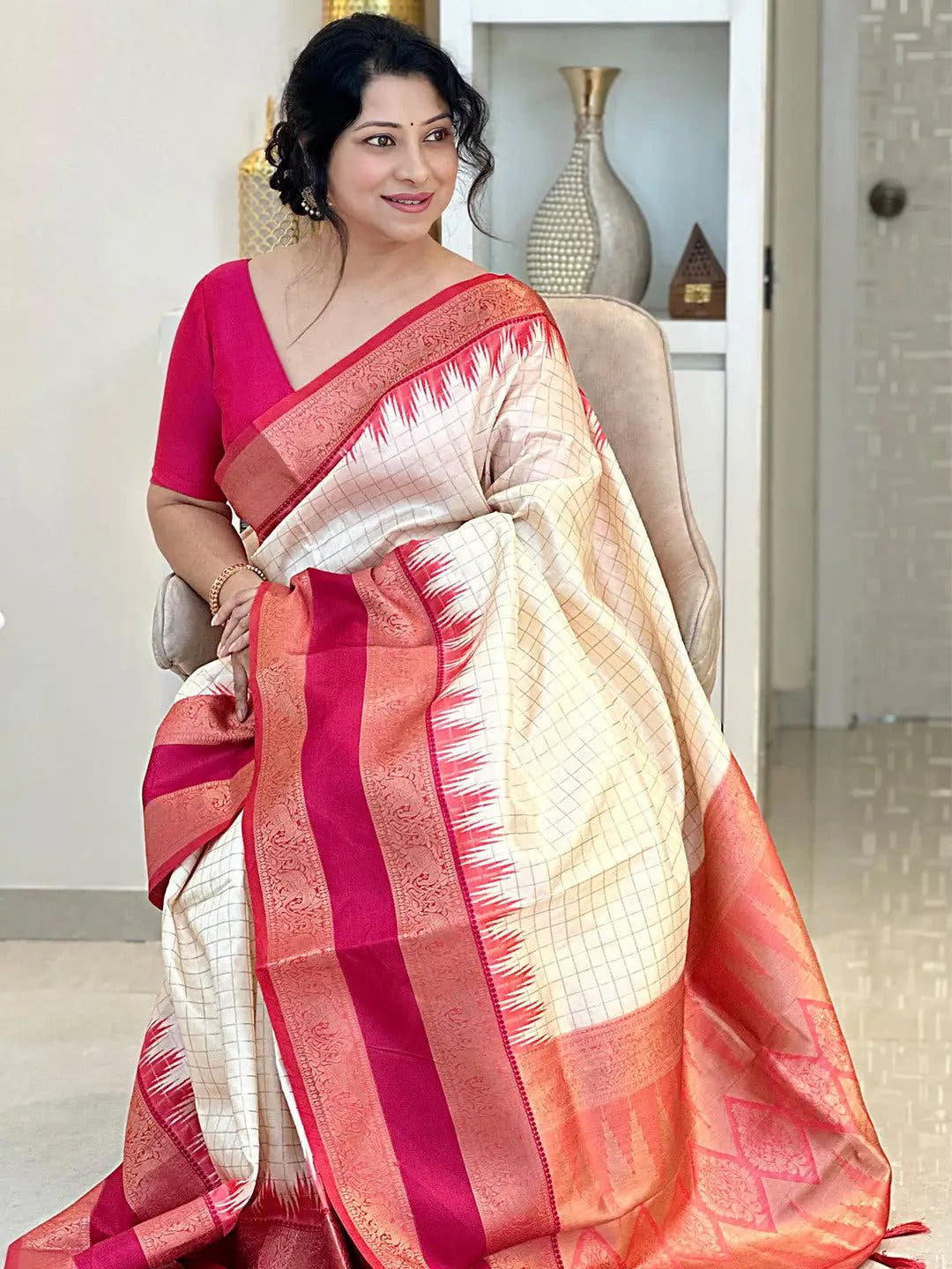 Pink Banarasi Silk Gadwal Pattu Saree