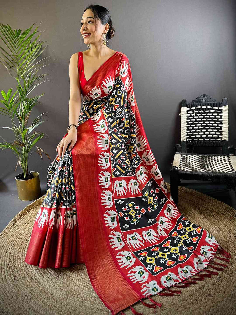 Black Soft Silk Patola Radiance Saree