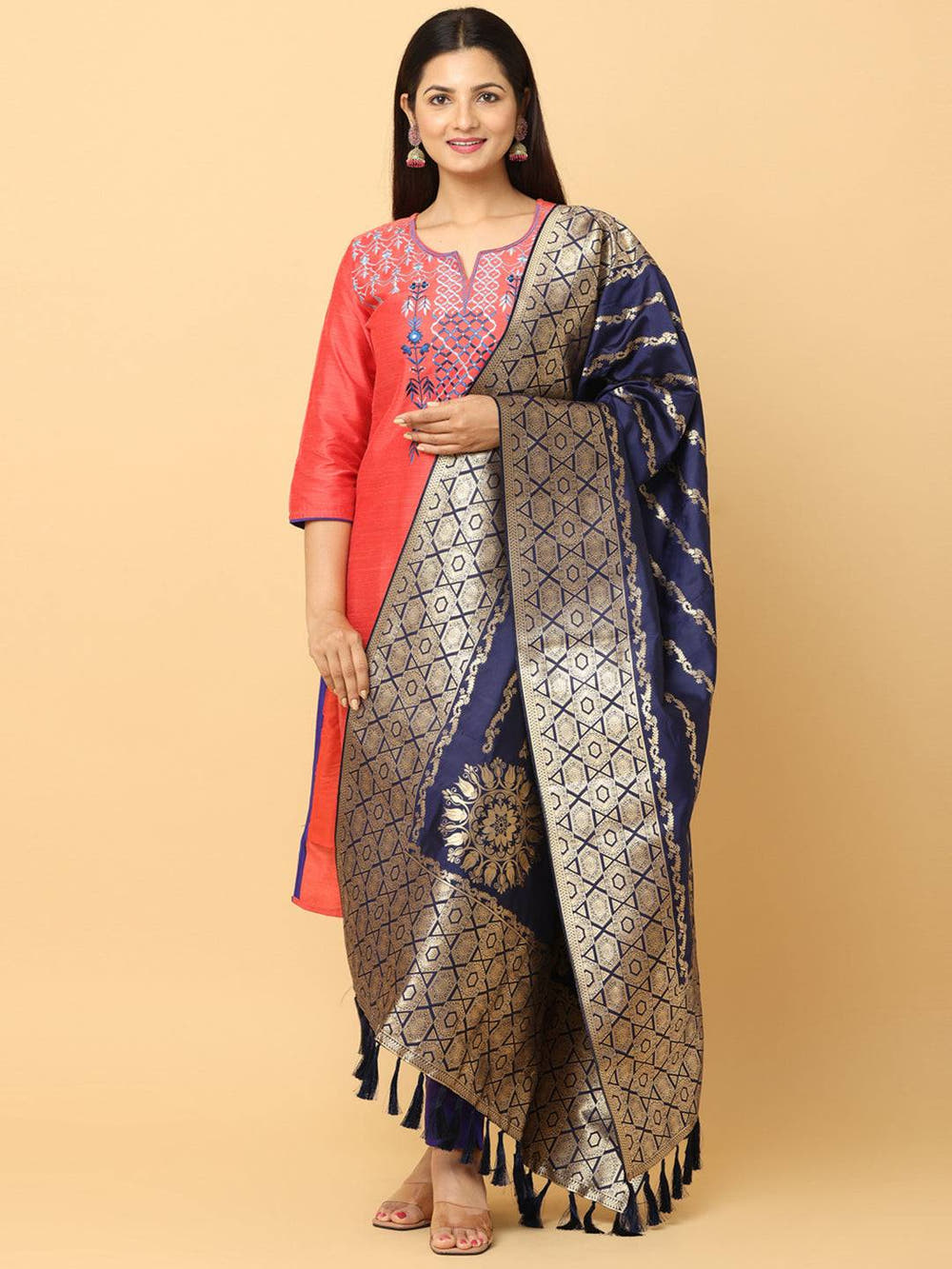 Silk Blend Woven Navy Colour Design Dupatta