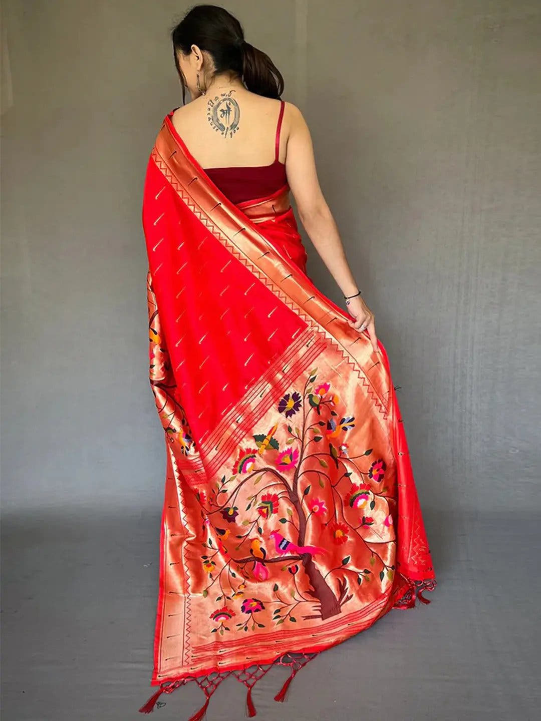 Royal Red Paithani Big Border Zari Woven Saree