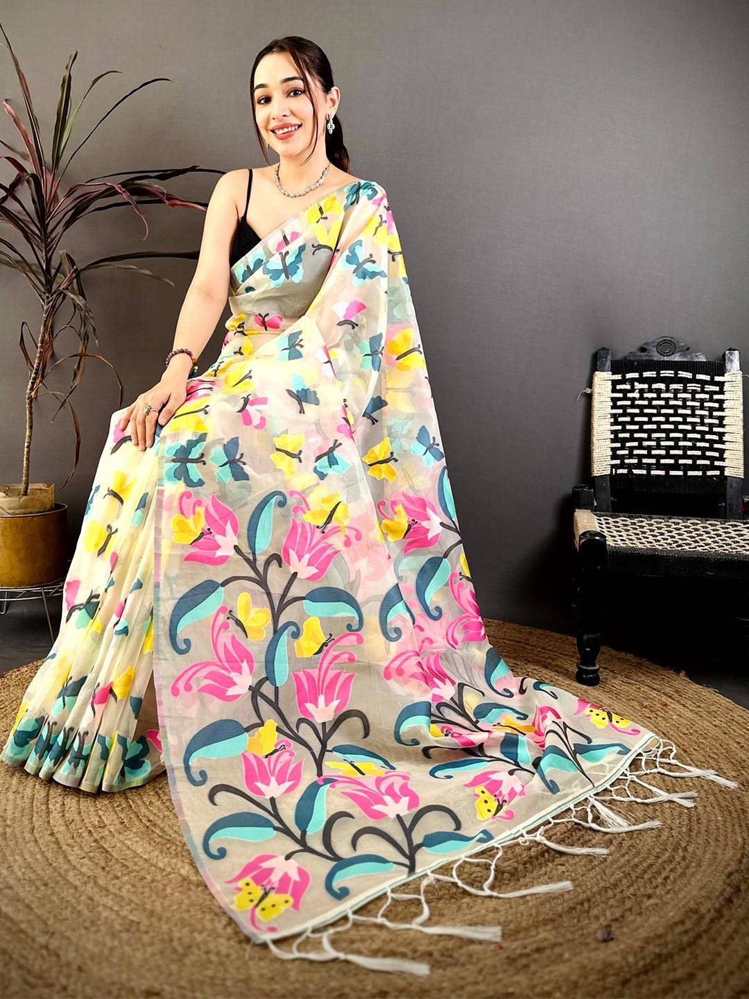 Royal Brasso Silk Minakari Resham Saree