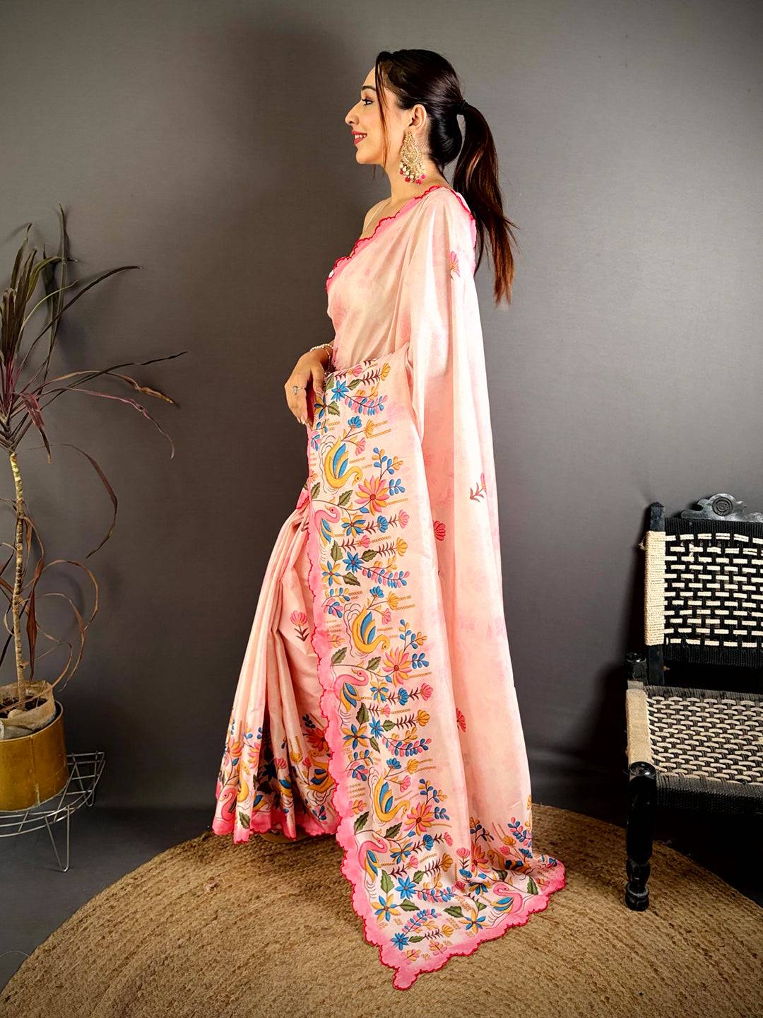 Soft Tussar Duck Kalamkari Print Saree
