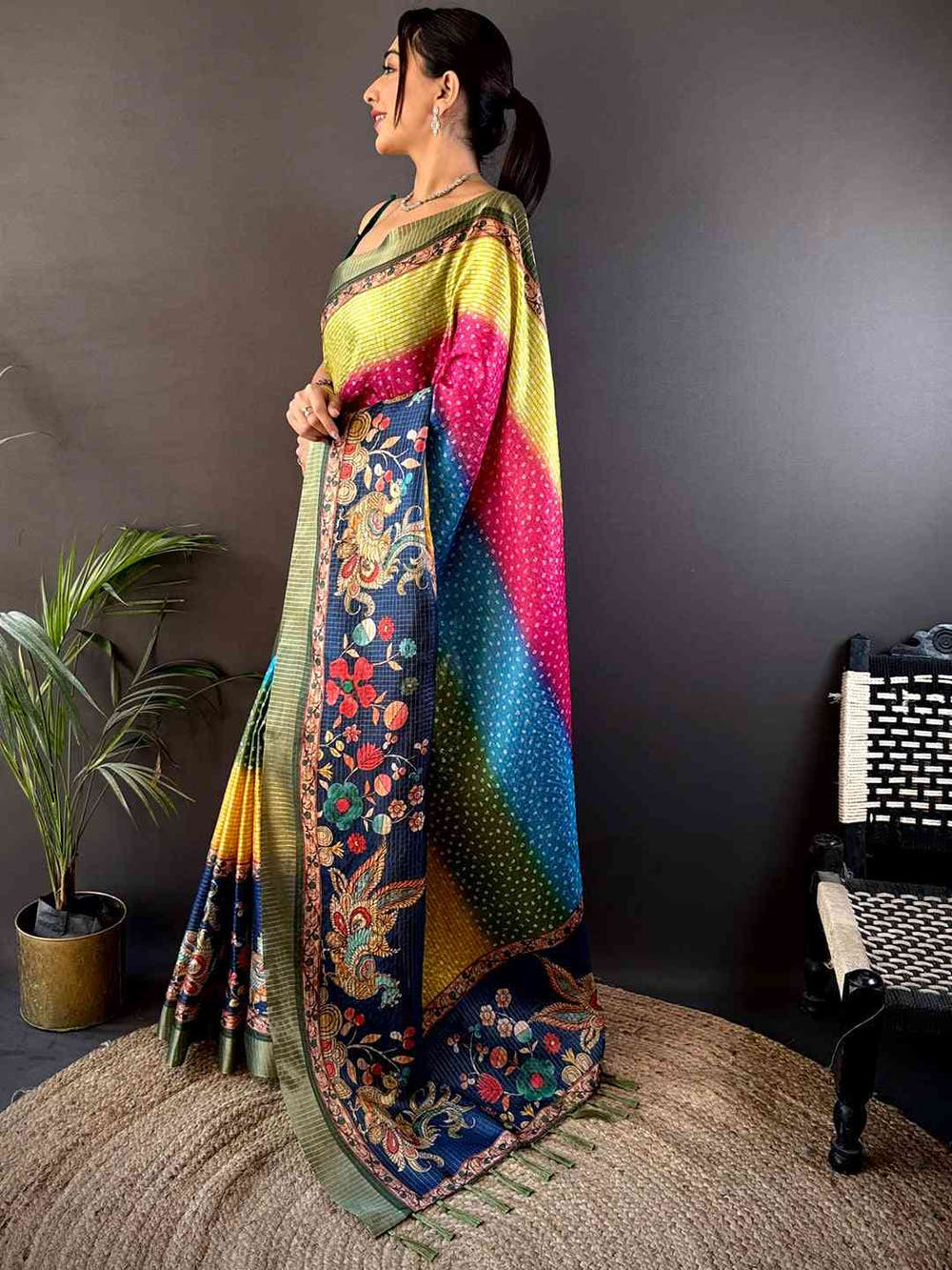 Allure Silk Blend Bandhani Print Saree
