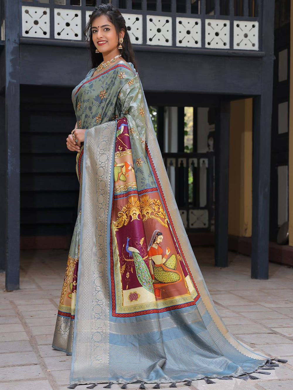 Pure Viscose Dola Silk Saree With Zari Weaving Pallu In Light Blue Colour - Luxe