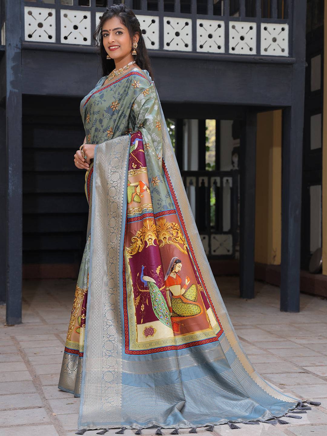 Pure Viscose Dola Silk Saree With Zari Weaving Pallu In Light Blue Colour - Luxe