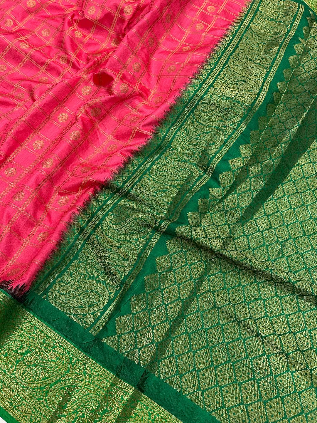Blush Pink Kovai Banarasi Silk Saree