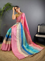 Soft Tussar Barbie Rainbow Saree