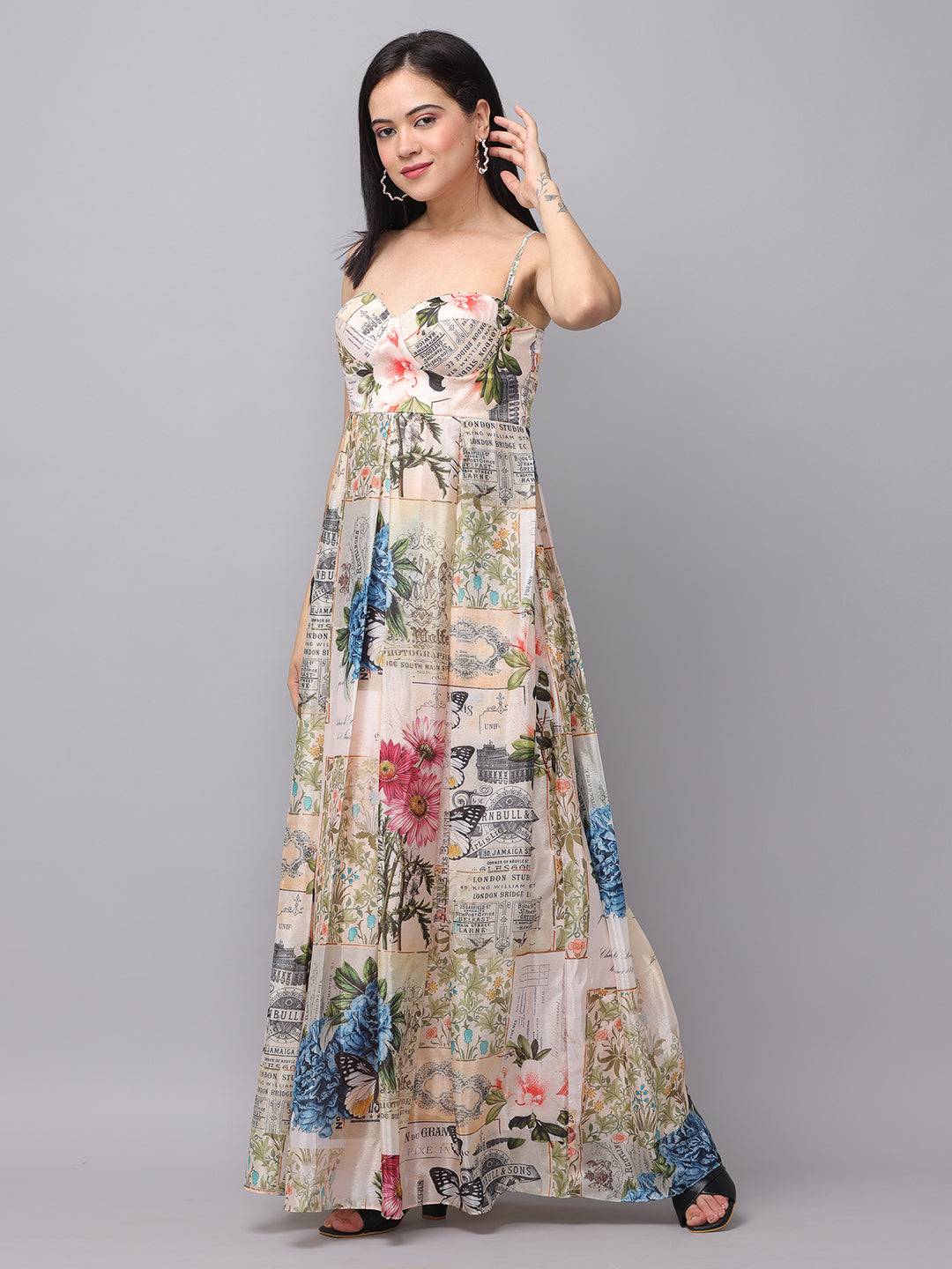 Sweetheart Neck Multi Color Dress