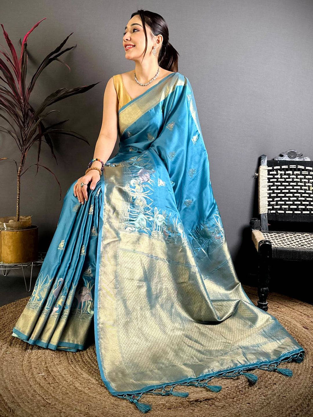 Heritage Minakari Satin Silk Saree