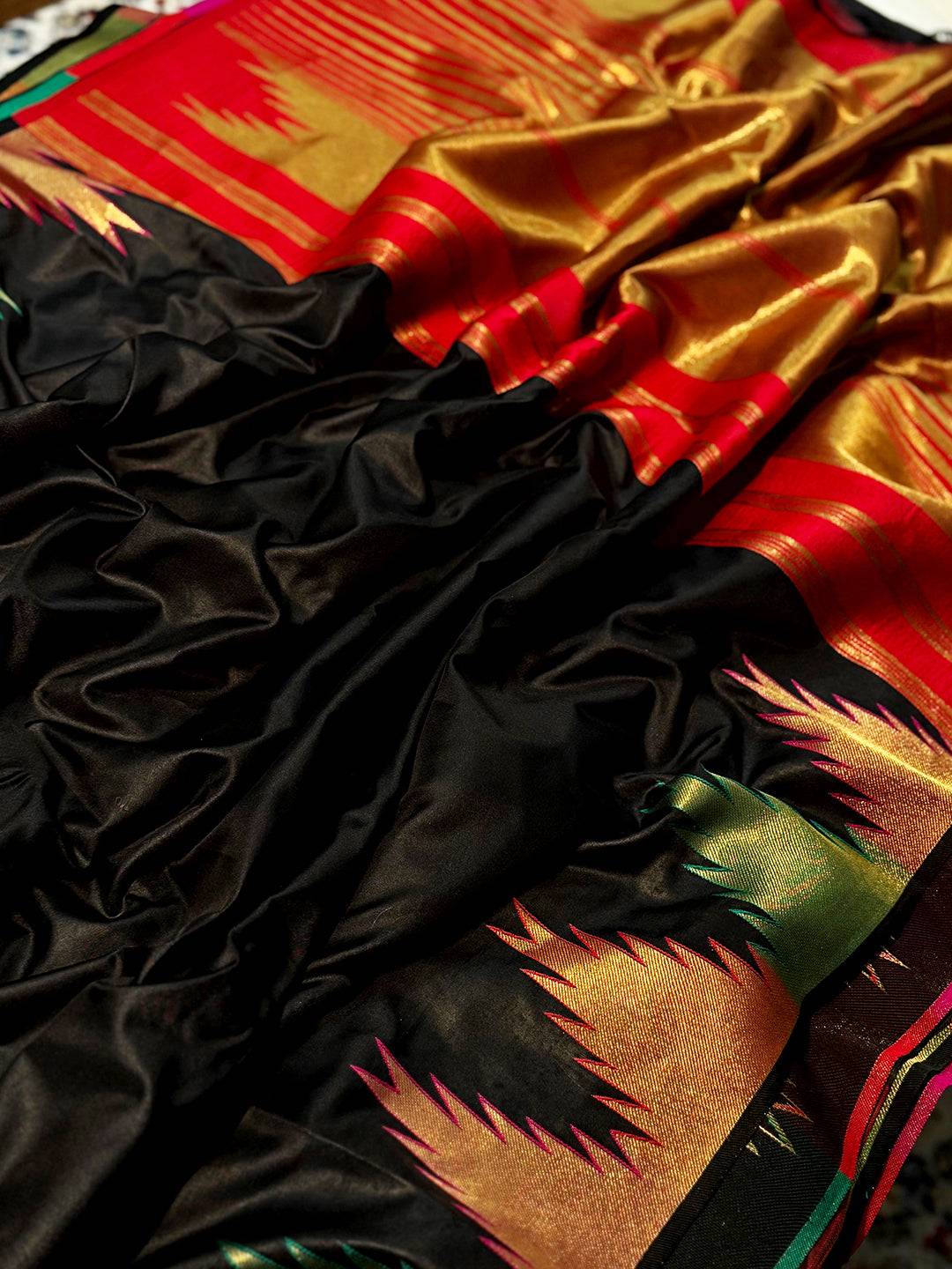 Black Copper Radiance Soft Silk Saree