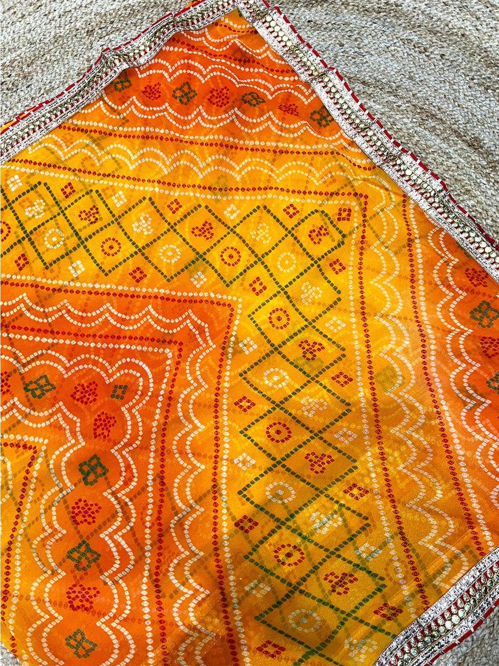 Graceful Chinnon Bandhej Print Saree