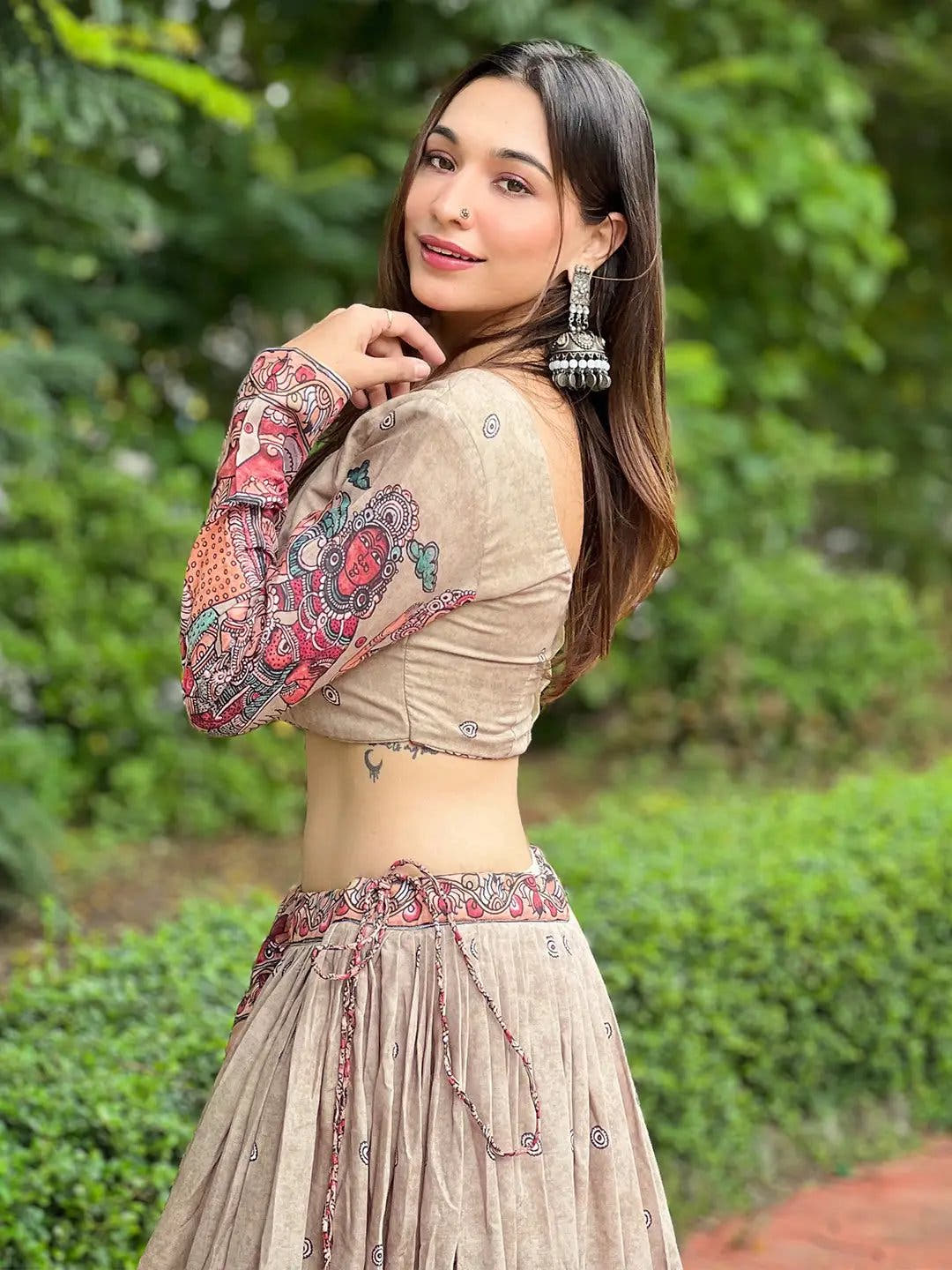 Royal Beige Kalamkari Lehenga Set