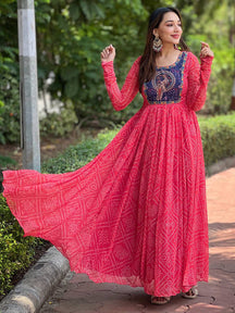 Cherry Red Bandhej Print Dress