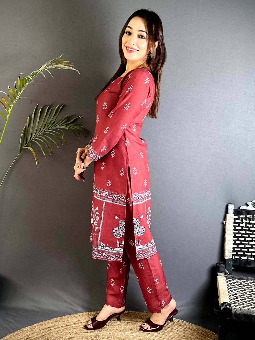 Paan Neck Kalamkari  Art Kurti
