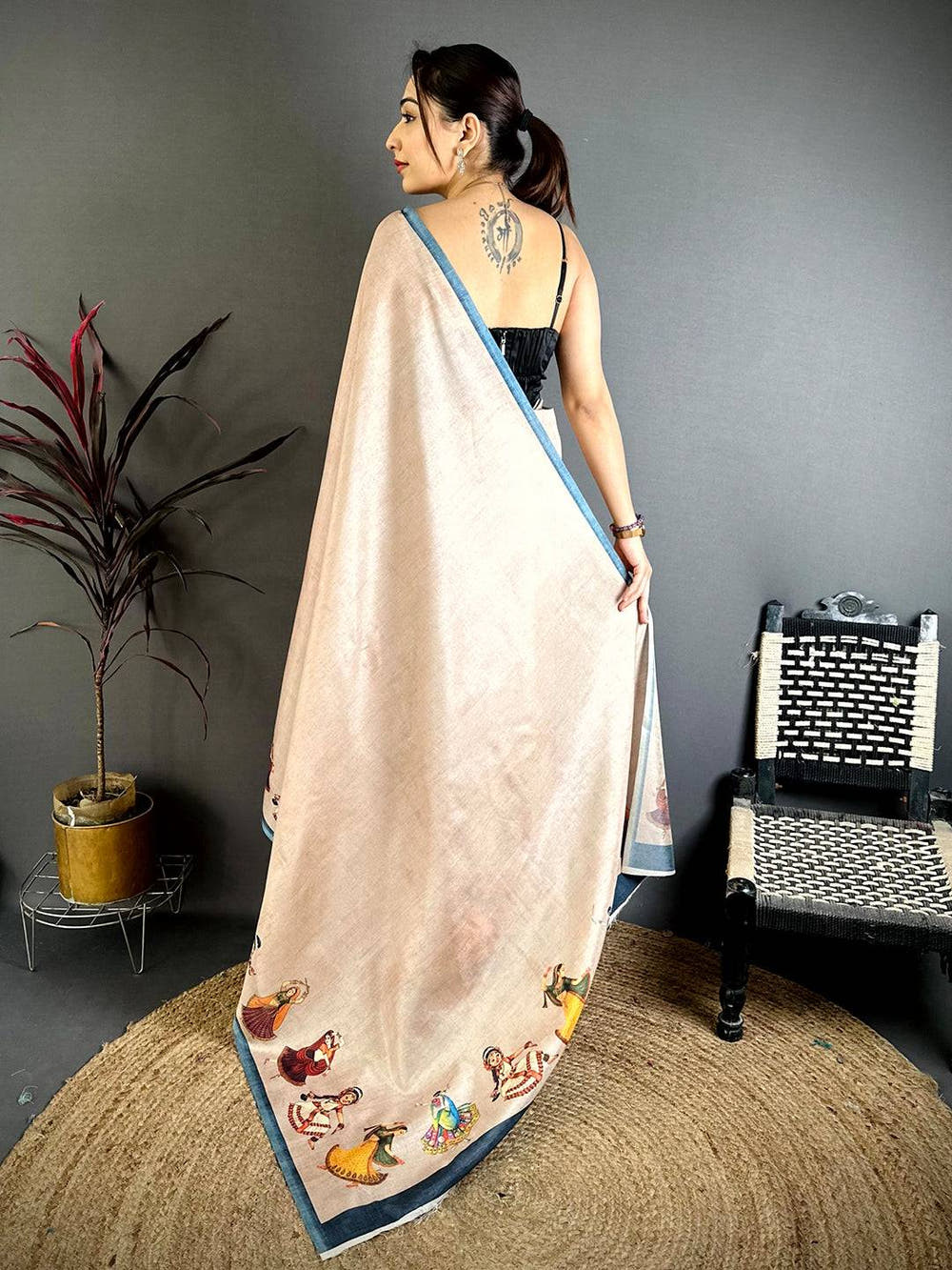Stylish Bharatanatyam Doll Tussar Saree